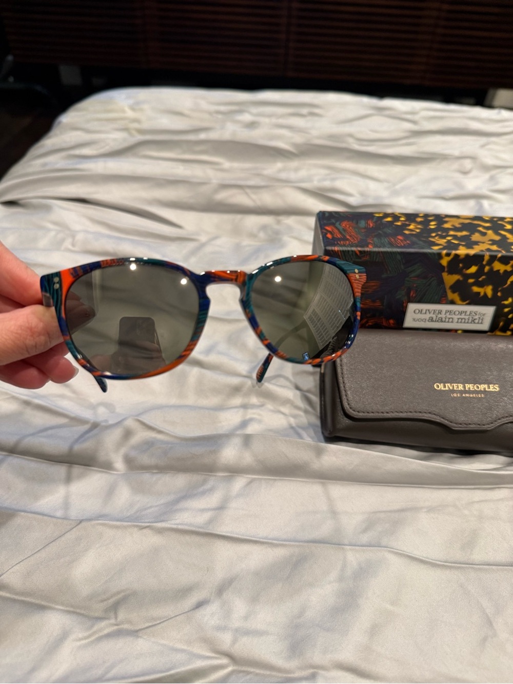 Oliver Peoples Finley Alain Mikli Blue & Orange Pattern Sunglasses - Picture 2 of 4